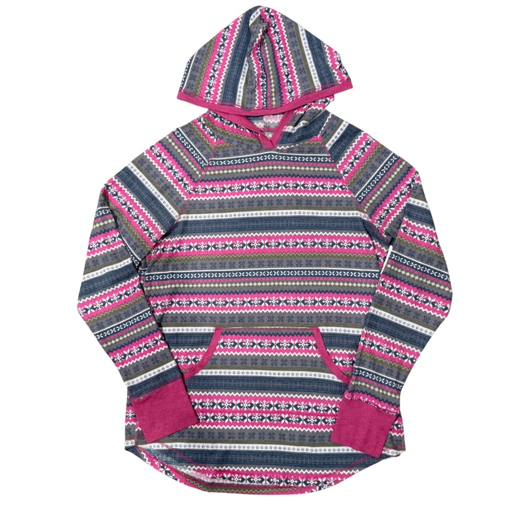 Cuddl Duds Hooded Stretch Thermal Base Layer (L) Fair Isle Nordic Print Warm - Picture 1 of 11